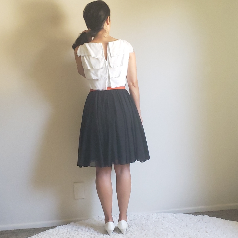 1950s 1960s Vintage Miss Elliotte California Black & White Dress Tiered Bodice - Picture 5 of 13